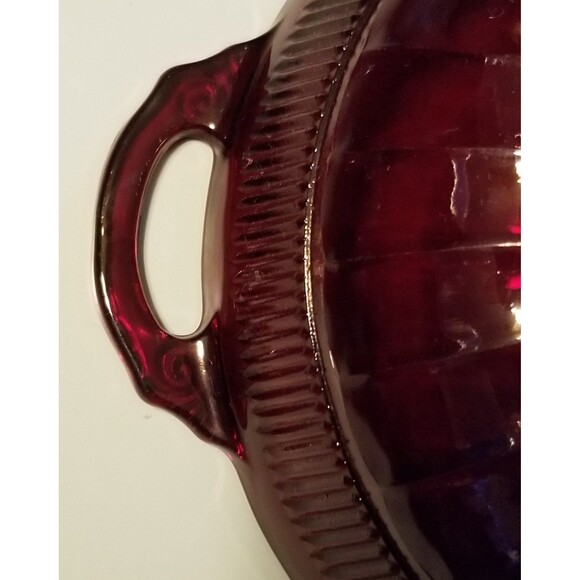 Vintage coronation royal ruby glass fruit bowl by anchor hocking - Picture 5 of 12